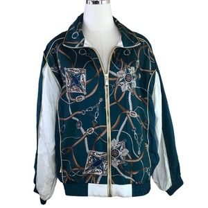 Active Frontier Vintage Jacket Green Gold Equestrian Windbreaker